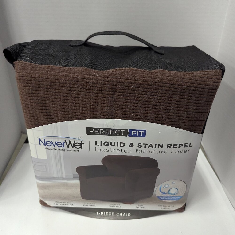 Perfect Fit NeverWet LuxStretch 1-Piece Chair Furniture Cover, Chocolate Brown